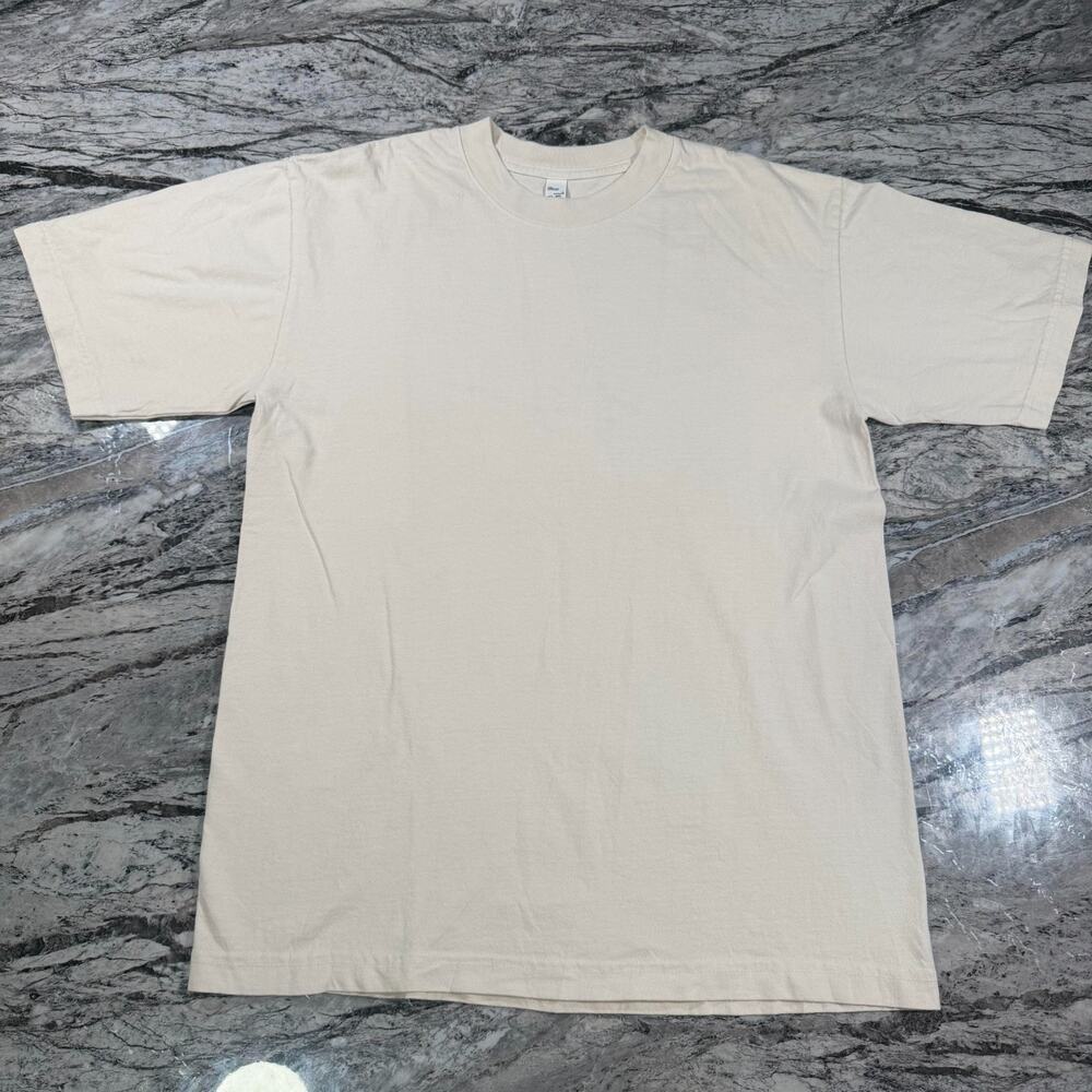 Men's heavy T-Shirt Short Sleeve Casual Crew Neck Tee - BEIGE - SMALL